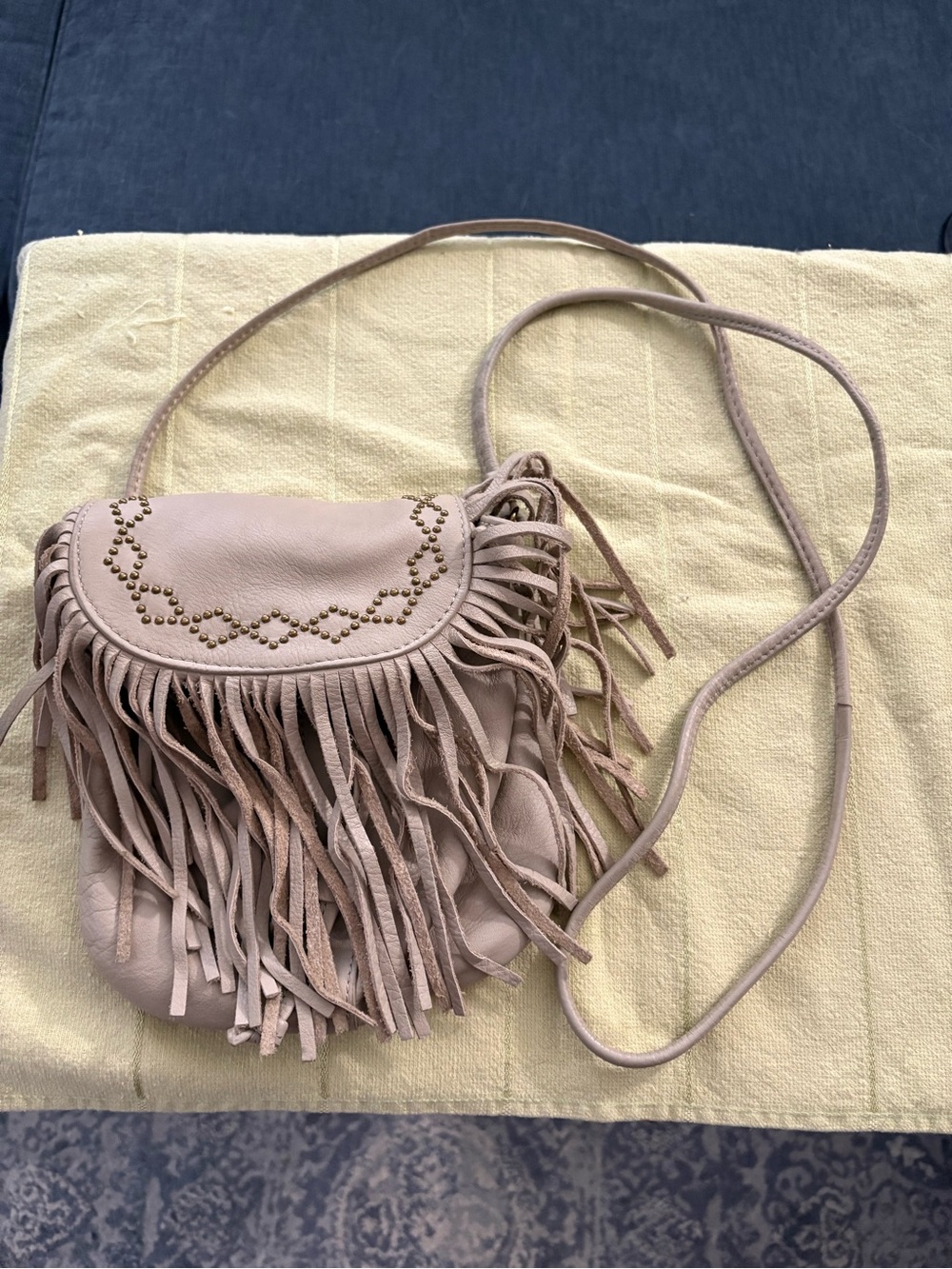 Lucky Brand Fringed Crossbody Bag in Light Taupe